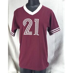 Vintage Soffe Soccer Jersey Ringer‎ Tee Shirt Medium Maroon Burgundy Sports USA